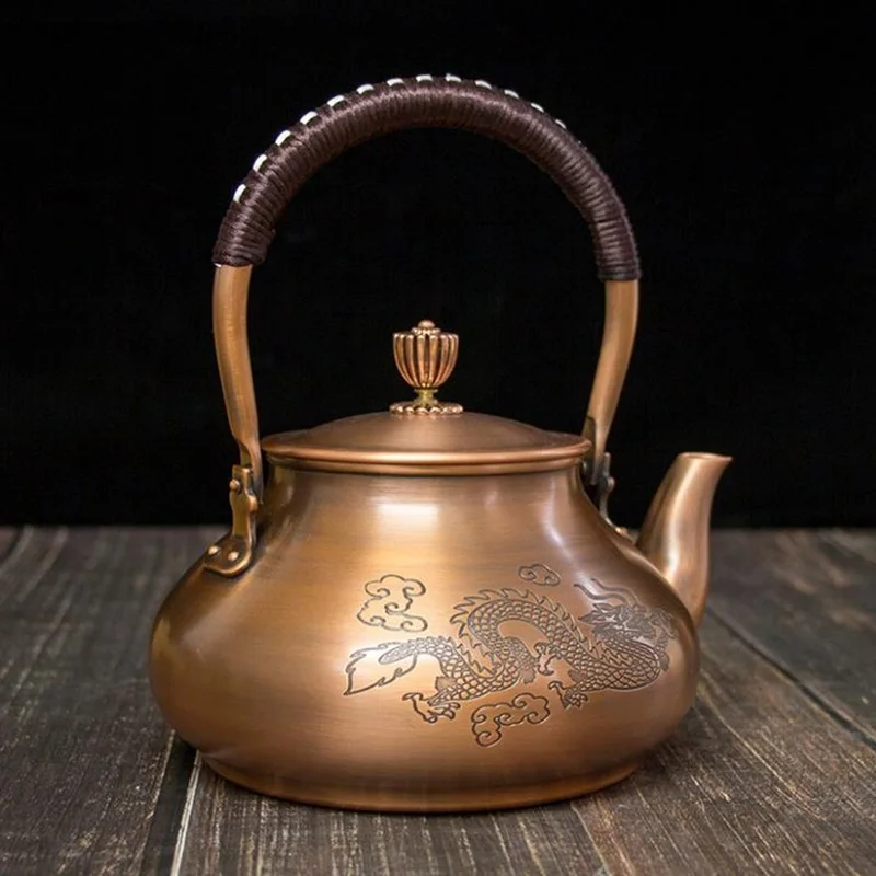 

Antique Copper Teapot Uncoated Water Boiler Handmade Red Copper Health Tea Set High-End Gift Teapot