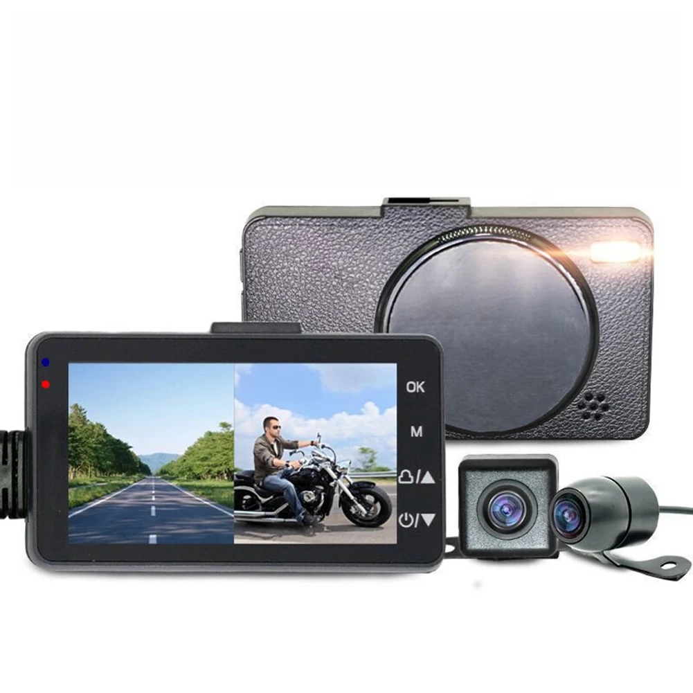 

LCD Dual Camera Motorcycle DVR Video Recorder Tachograph Driving Camcorder MT-18 Jieli 5203B 720P 3.0 Inch Color 16:9 HD Screen