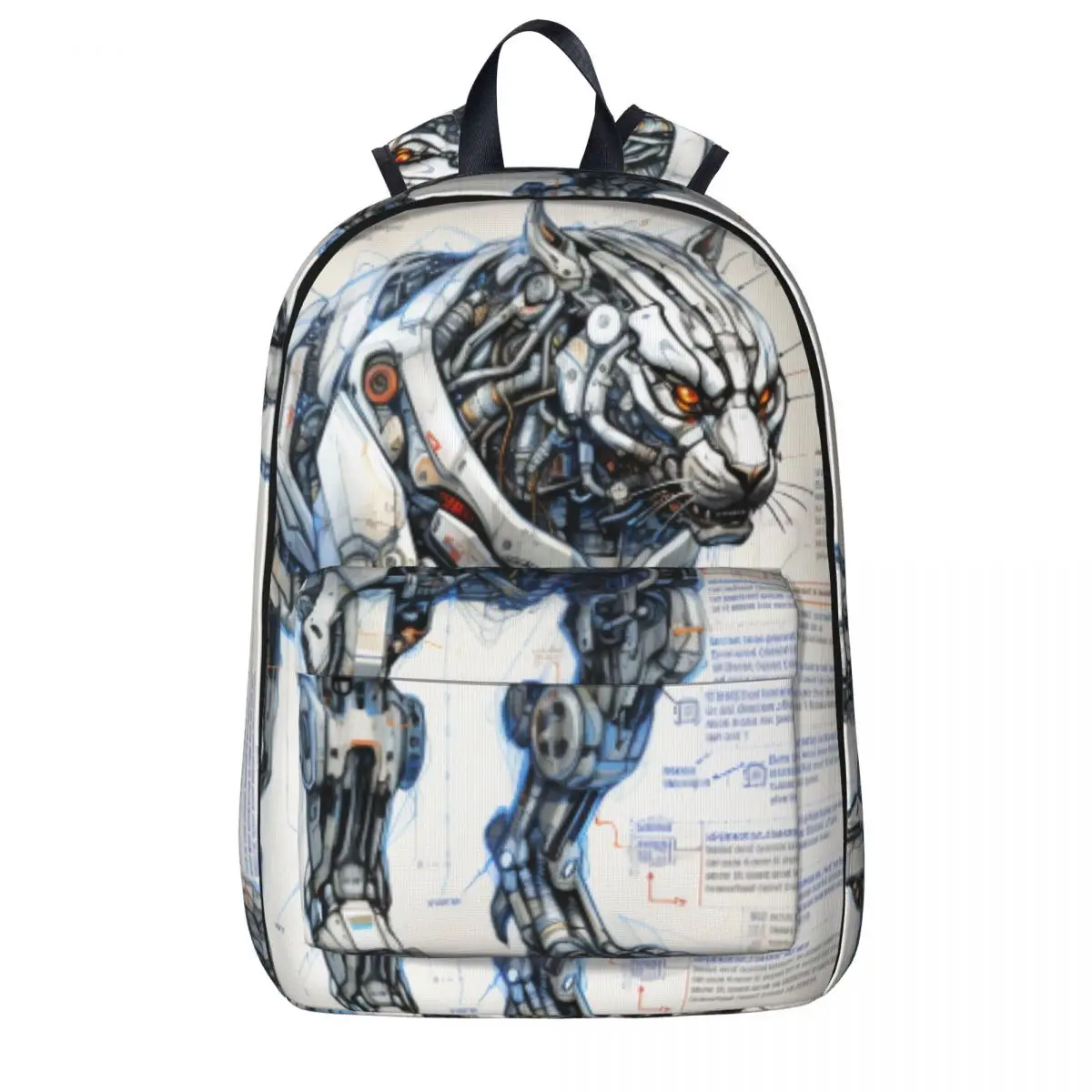 

Tiger Backpack Women Pencil Line Drawing Robot Blueprints Soft Backpacks Fashion High School Bags College Design Rucksack