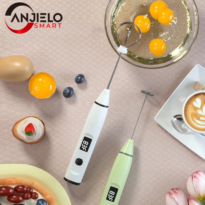 Anjielosmart Automatic Mini Handheld Mixer Egg Beater Stainless Steel Whisk Tool Cream Coffee Stirrer Electric Milk Frother