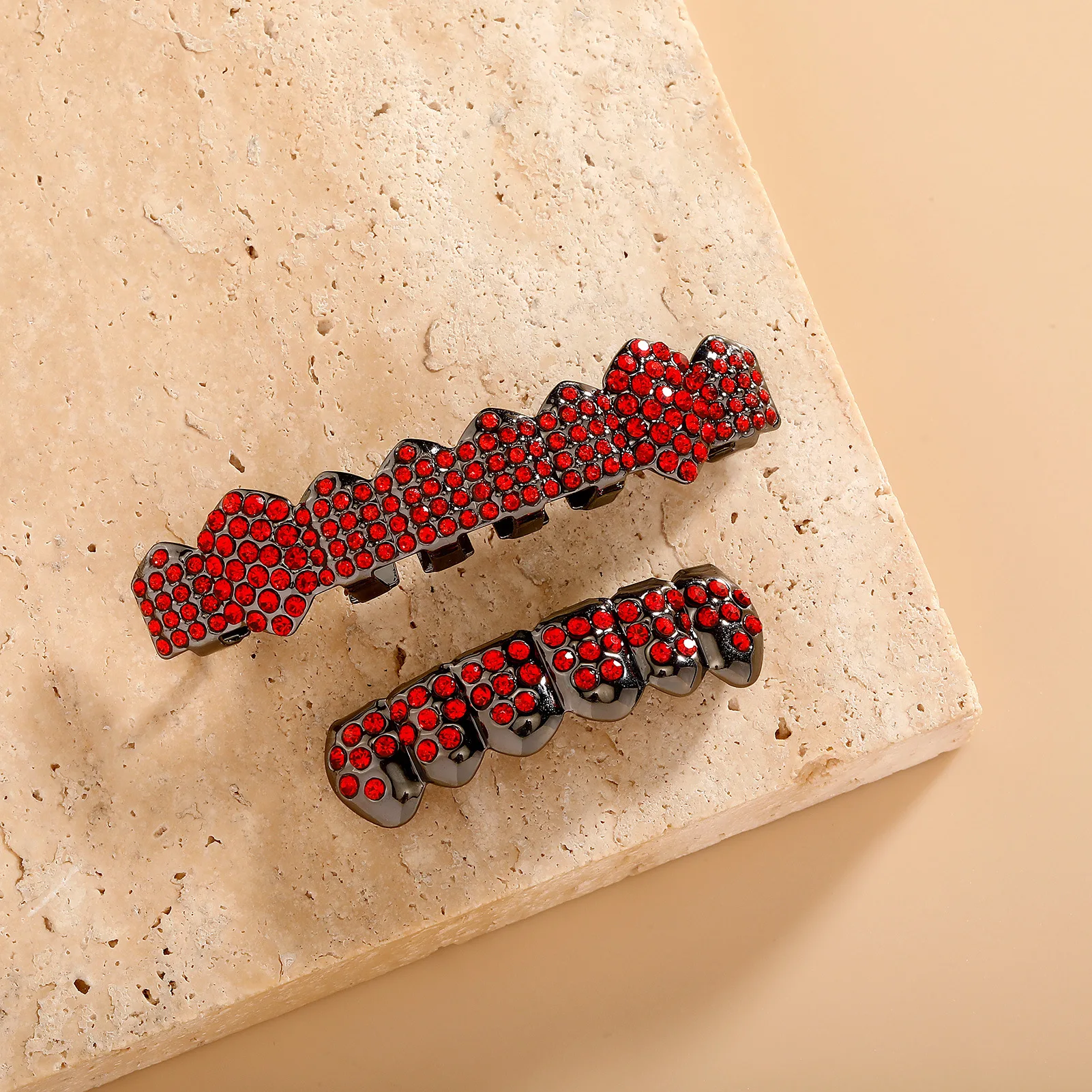 RACHELZ DIY Готический Красный Циркон Зубы Grillz Икла Хип-Хоп Черный Цвет CZ Камень