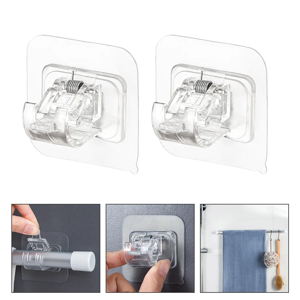 

Curtain Rod Pole Drapery Hooks Wall Brackets Adhesive Holder Self Bracket Mounted Support Hanging Clamps Shower Telescopic Punch