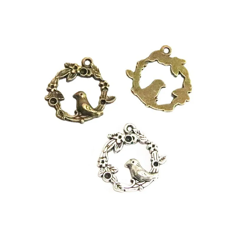 

40Pcs 21*21MM Antique Silver Plated Bronze Color Bird Charms Pendant DIY Jewelry Making