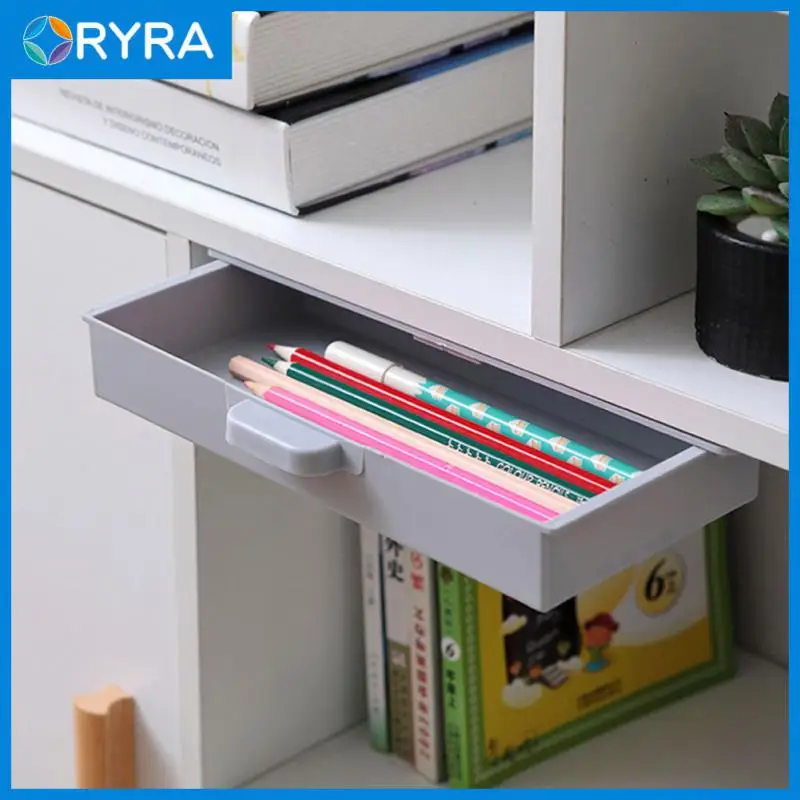 

Desk Organizers Storage Drawer Self-adhesive Storage Box Under Desk Stand Stationery Storage Box Plastic Drawer Box