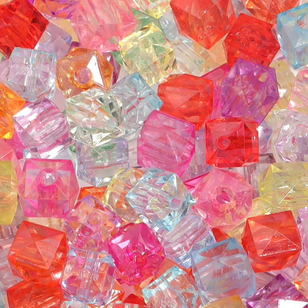 50 шт. 8 10 мм цветные акриловые Квадратные бусины для изготовления ювелирных