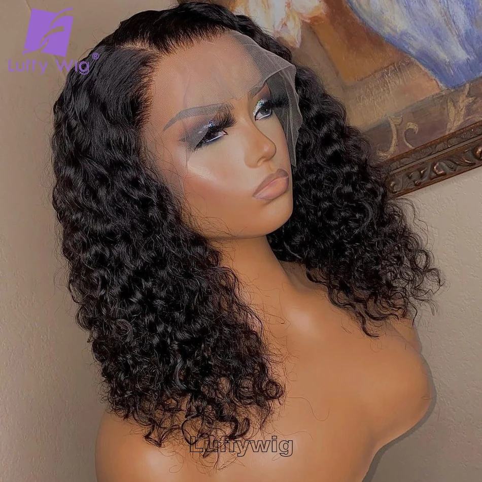 

Deep Curly 13x6 Lace Front Human Hair Wigs Pre Plucked HD Transparent Lace Frontal Wig Curly Glueless Brazilian Remy Hair Wigs