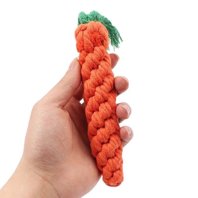 

1pc Dog Knot Toy Carrot Rope Teeth Cleaning Toy Training Interactive Bite Resistance Chew Toys for Puppy Small Medium Dogs