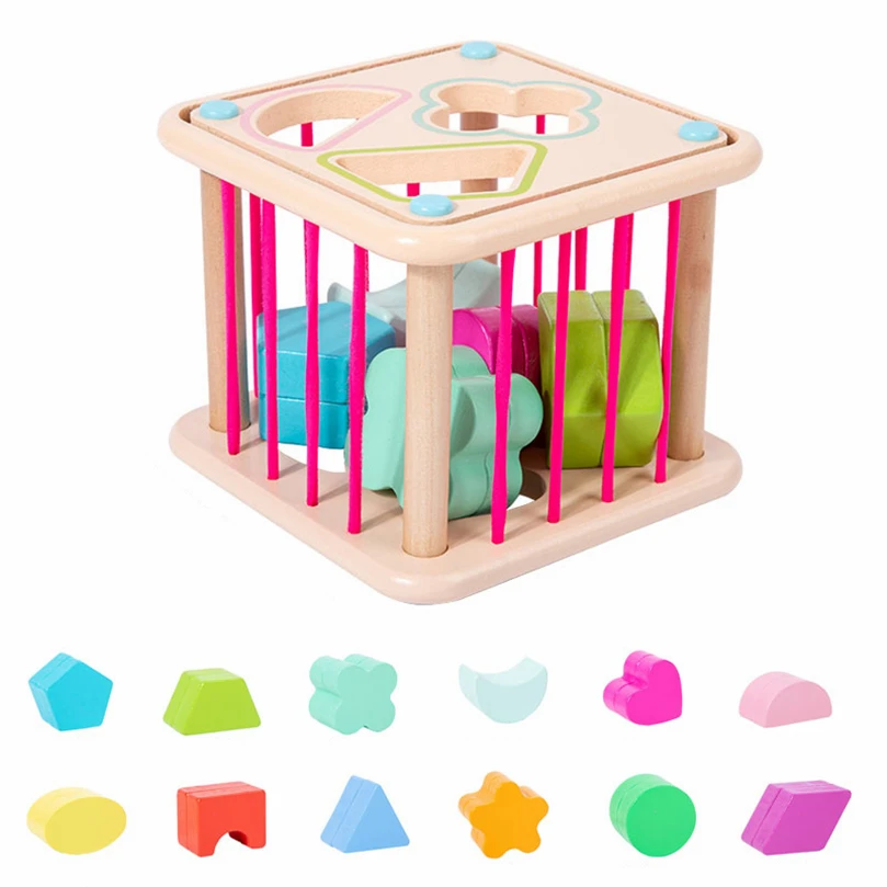 

Wooden Toy Montessori Colorful Shape Blocks Sorting Game Montessori Sensory Materials Educational Material For Children C64W
