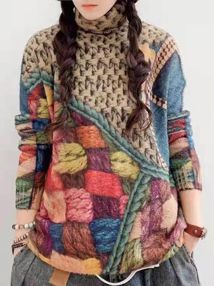 Новинка 2021 зимние женские свободные свитера Max LuLu с принтом женская теплая