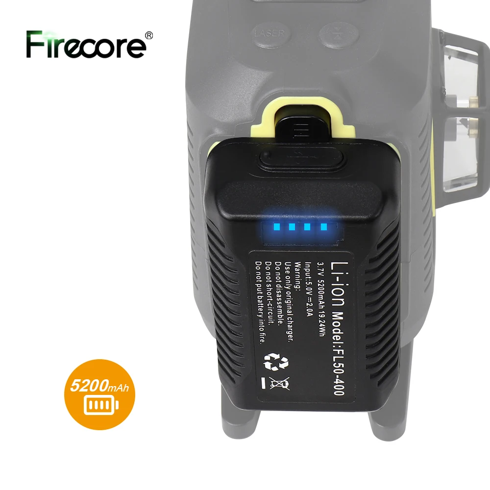 FIRECORE зеленый/красный лазерный уровень 3 7 V 5200mAh 19.24Wh аккумуляторная литиевая