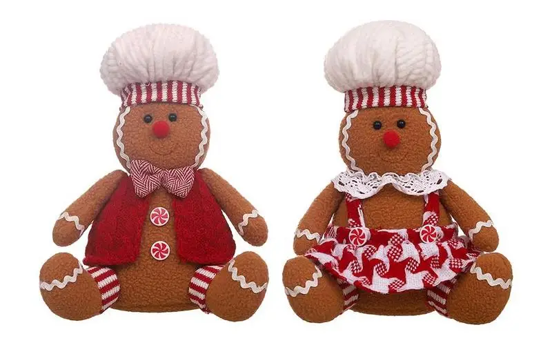 

Christmas Gingerbread Plush Soft And Charming Stuffed Animal Cartoon Doll Ornament For Sofa Bed Fireplace Desktop and Bookshelf