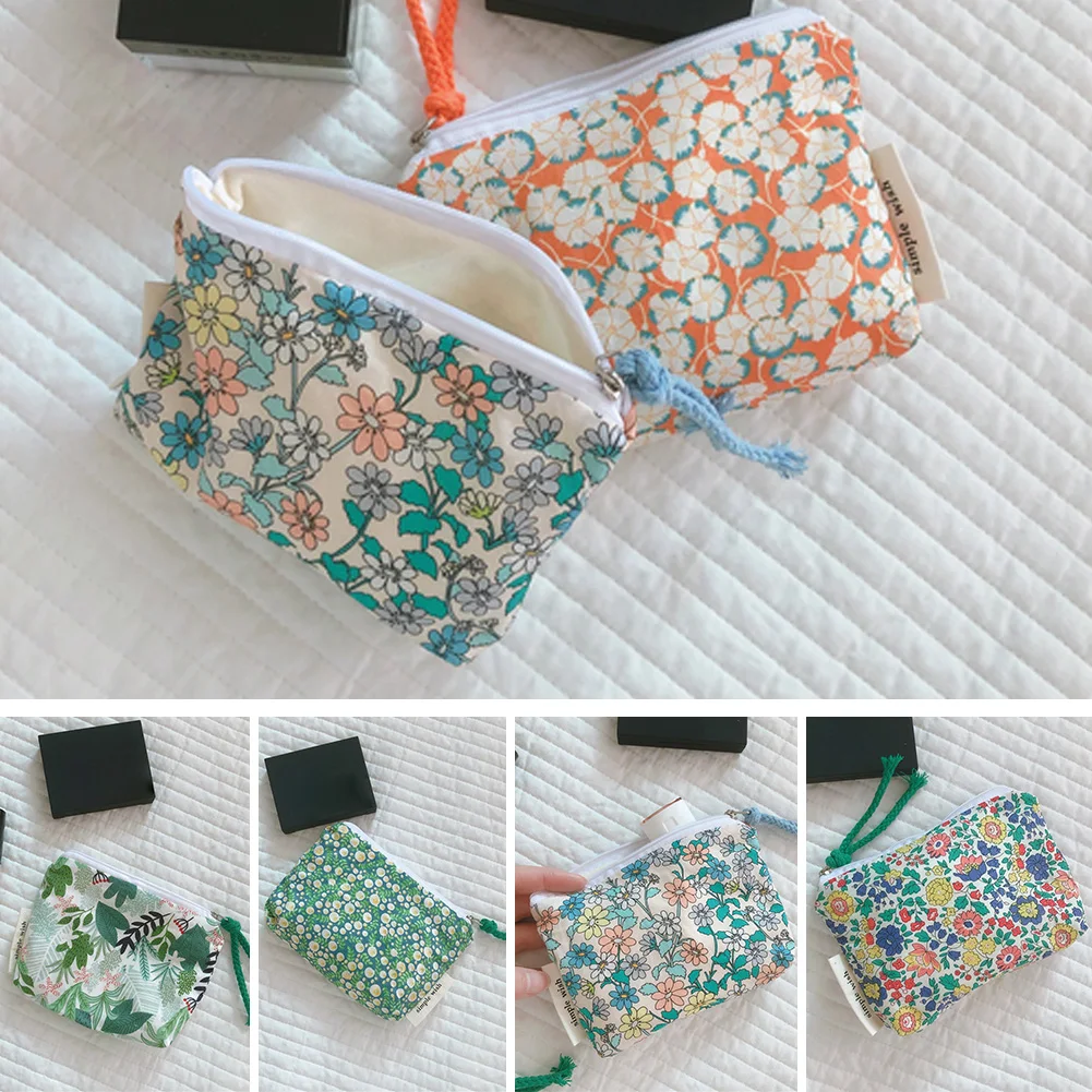 Broken Flower Pattern Coin Purses Small Fresh Canvas Coin Wallet Lady Girls Earphone Coin Key Money Storage Bag Zipper Pouch