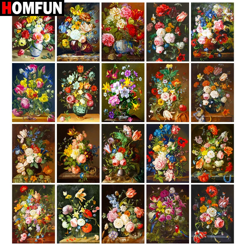 

HOMFUN 5D DIY Diamond Embroidery Full Display "Flower Rose" Diamond Painting Square/Round Rhinestones Decor Art