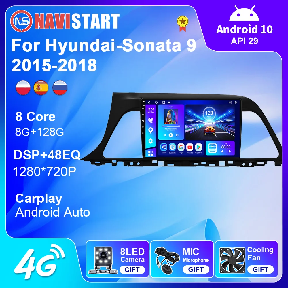 NAVISTART Android for Hyundai-Sonata 9 2015 2016 2017 2018 Car Radio Autoradio Stereo Multimedia Video Palyer DSP Audio for Cars