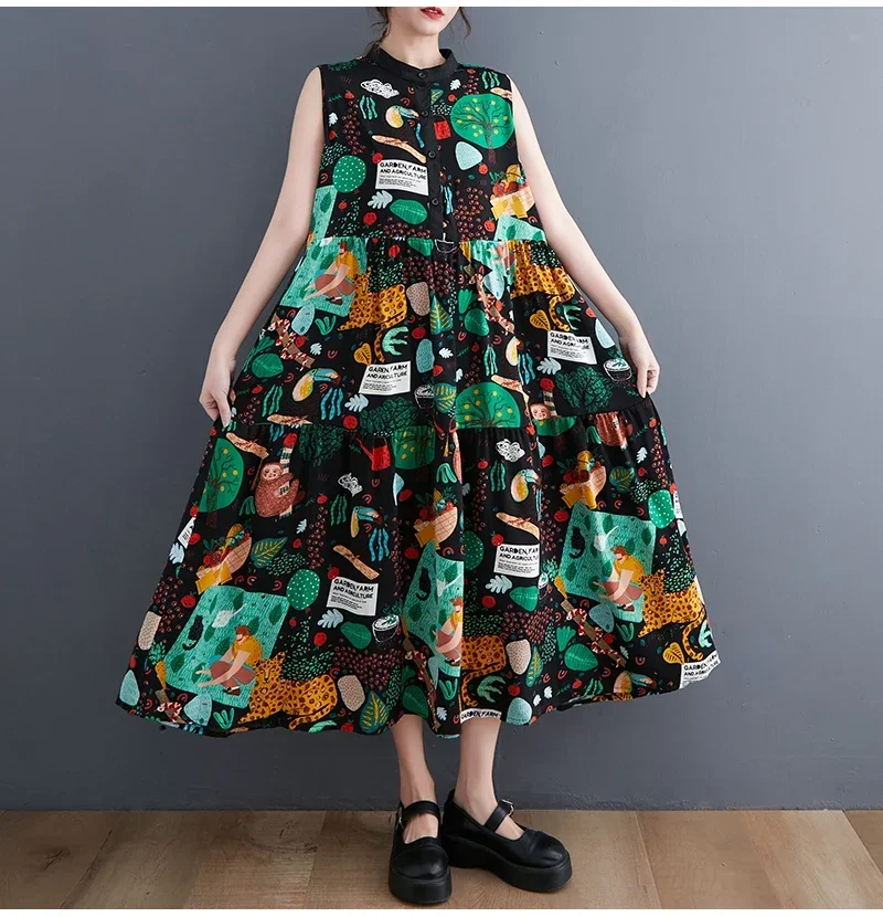 Платье с животным принтом зоопарка длинное платье на пуговицах боковым карманом