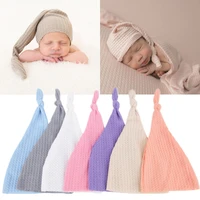 6 colors newborn photography baby knitted pullover hat knotted solid color infant photo cap baby photography props