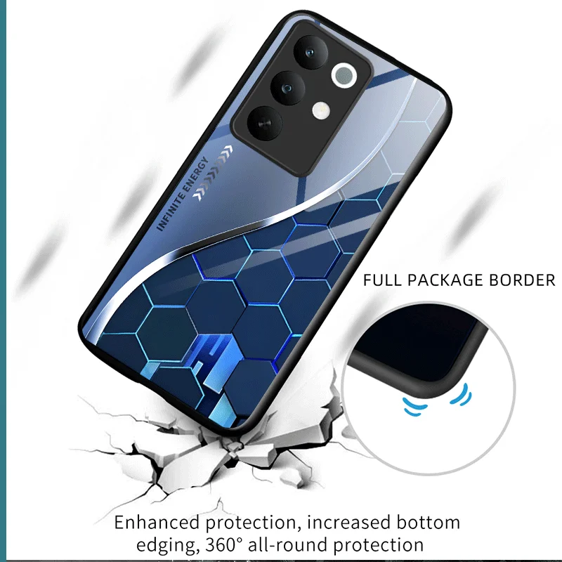 Фото Жесткий чехол из закаленного стекла для Realme C85 Pro C85 5G, защитный чехол с градиентным цветным узором, задняя крышка, чехол-футляр №3