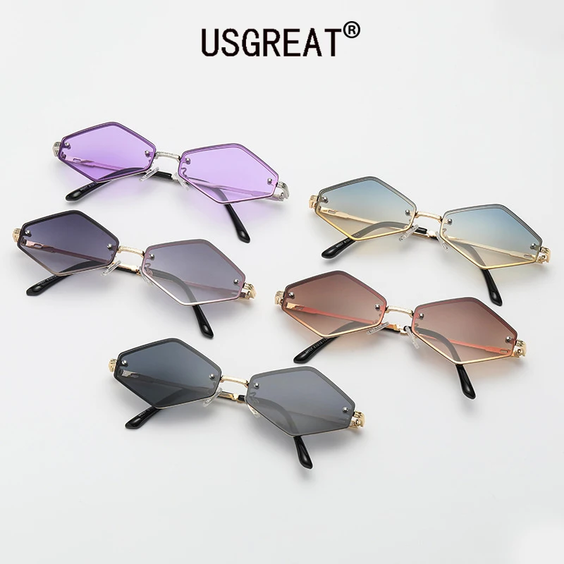 

Солнцезащитные очки в металлической многоугольной оправе UV400 для мужчин и женщин