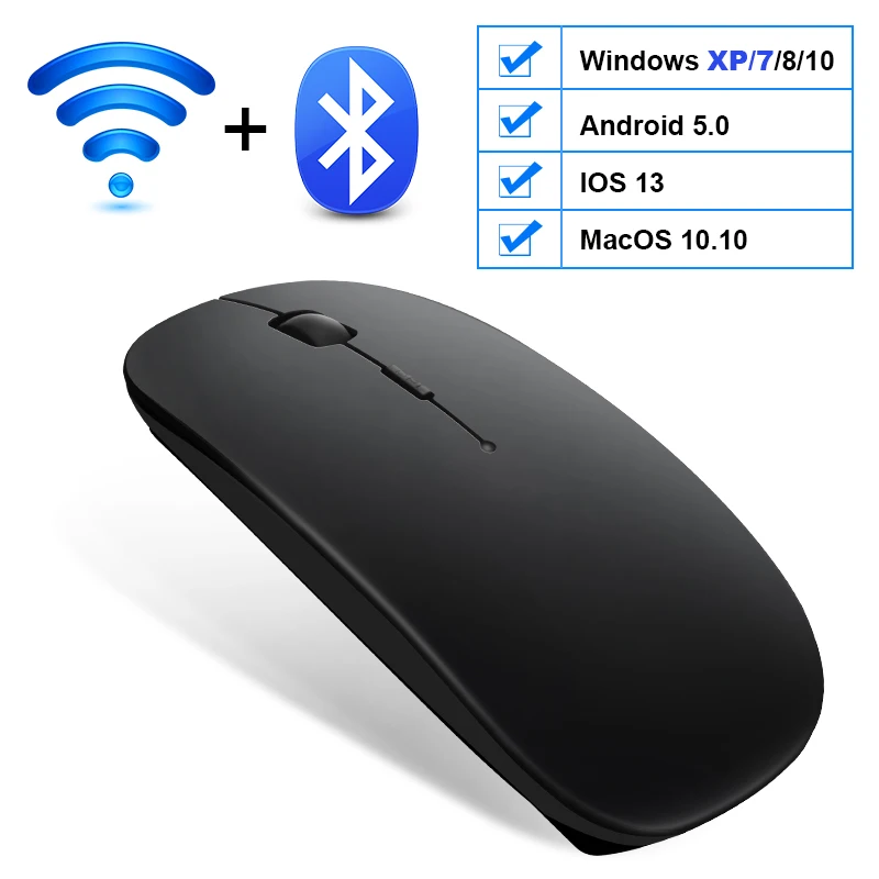 

2.4G / Bluetooth Mouse Tablet Notebook Office Rechargeabl Bluetooth Mouse Double Mode Silent Thin Wireless Mouse