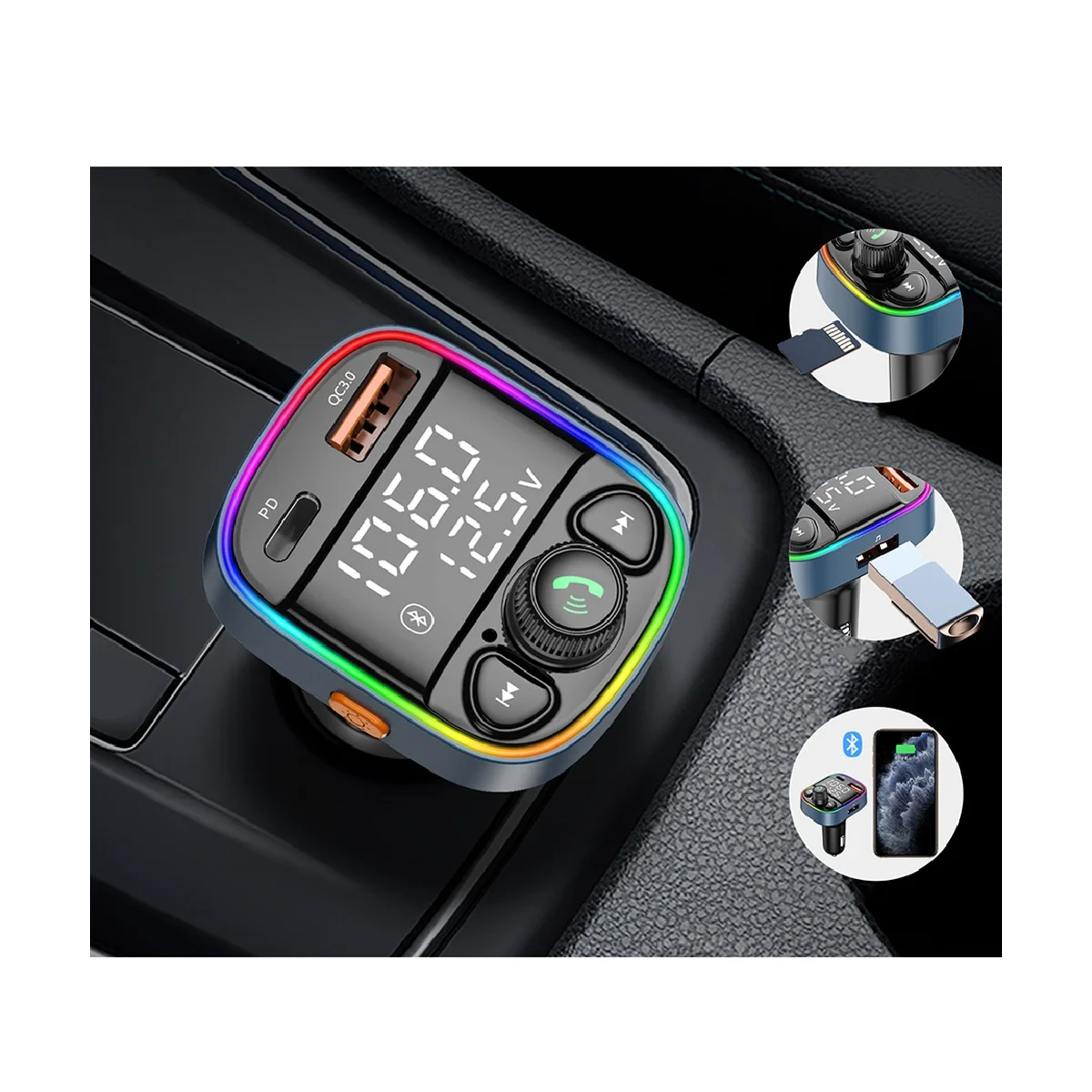 Автомобильный MP3-плеер Pd20W + Qc18W с Bluetooth 5 0 и двойным цифровым дисплеем