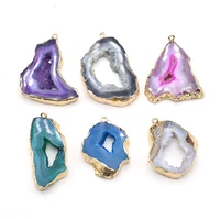 8pcnatural stone agate crystal bud gold plated irregular connector for jewelry makingdiy hanging accessorie gift party wholesale
