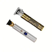 t9 usb rechargeable hair cut machine professional electric cordless vintage engraving golden metal hair trimmer for men
