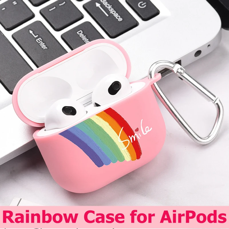 

Чехол для AirPods Pro, мягкий силиконовый чехол для AirPods Pro 2, 3, 1, чехол с радужными сердечками, чехол для наушников airpod pro 3, чехол, Обложка