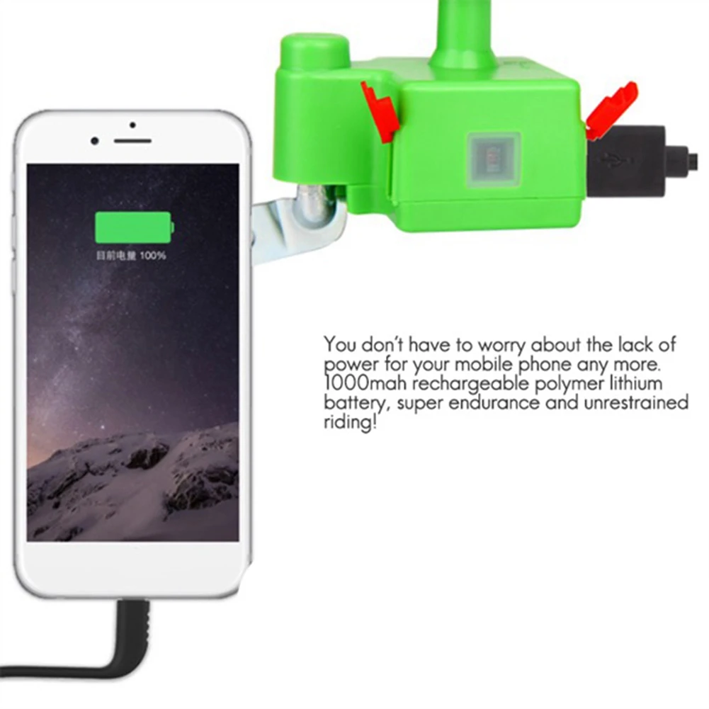 Зарядное устройство с двумя USB-портами для смартфона зеленое