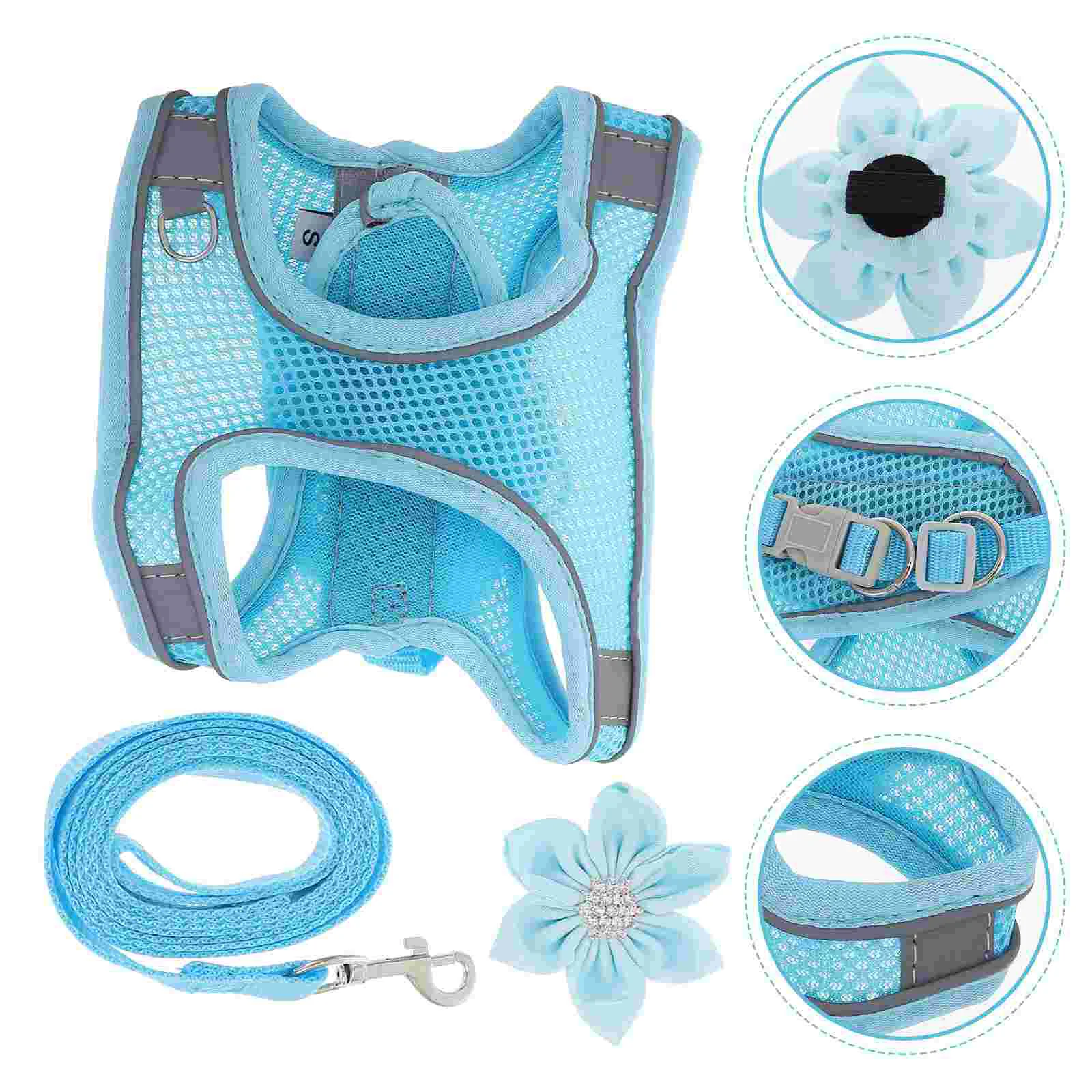 

Harness Dog Leash Cat Vest Pet Walking Puppy Collar Reflective Safety Traction Dogs Adjustable Leashes Collars Set Proof Rope