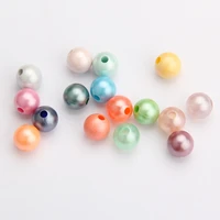 100pcs diy decorative pen plastic wire beads macroporous resin beaded abs imitation pearl round color acrylic beads