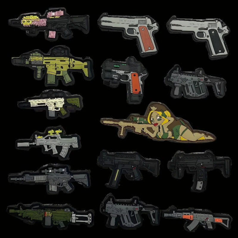 Тактическая нашивка для оружия AK версия Q значки боевых пистолетов 3D из ПВХ Glock на