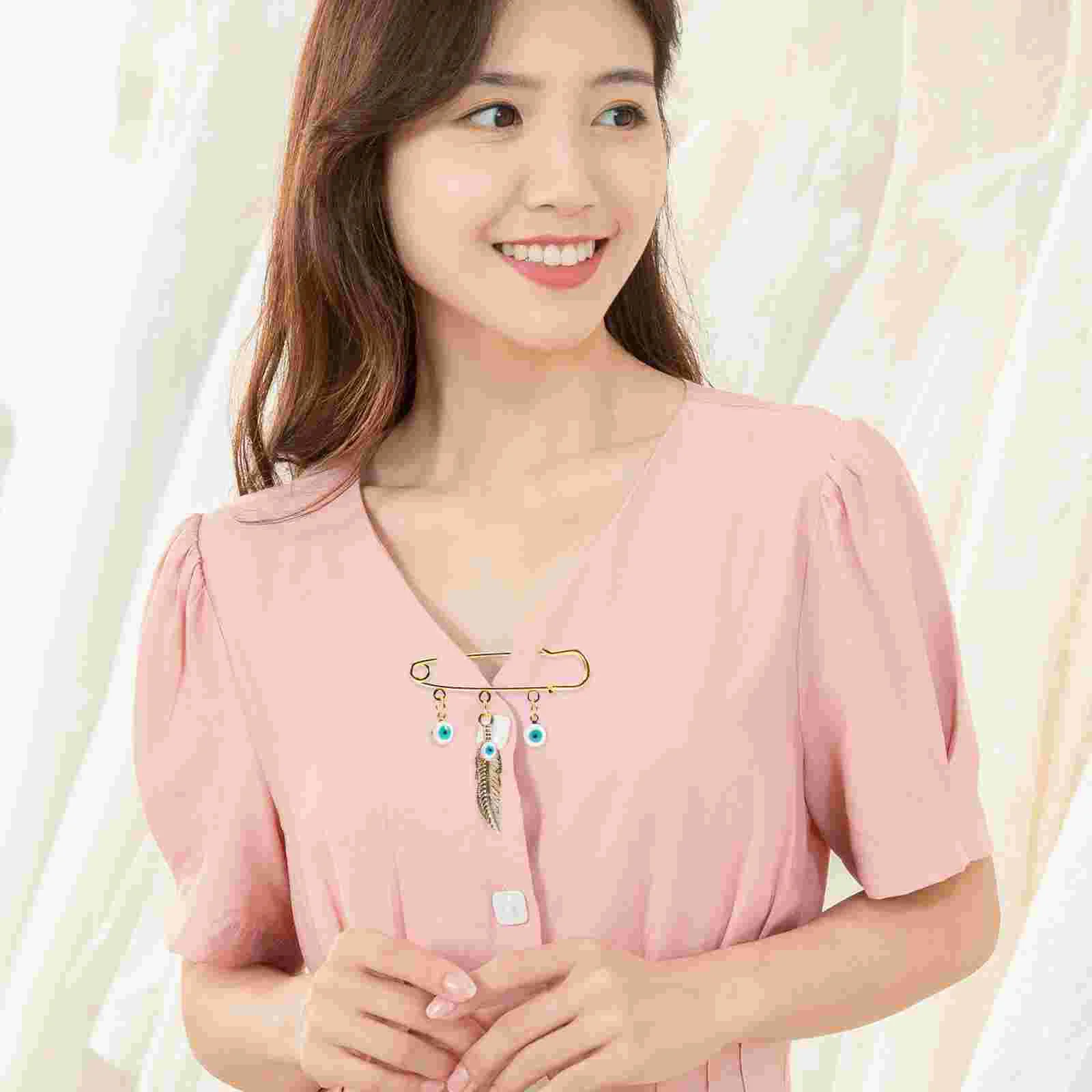 

Pin Evil Eye Brooch Lapel Sweater Scarf Shawl Backpack Jewelry Cardigan Hamsafatima Stainless Steel Protectionislam Safety