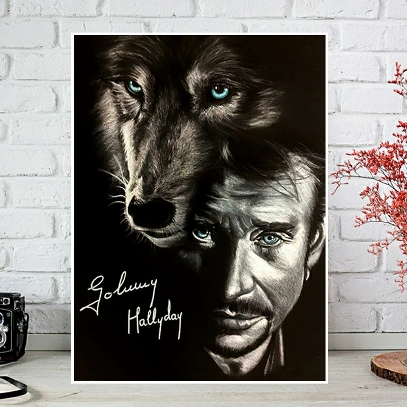 

Diamond Painting Johnny Hallyday Wolf Embroidery Full Square Round Cross Stitch Rhinestones 5D DIY WallArt Needlework Home Decor