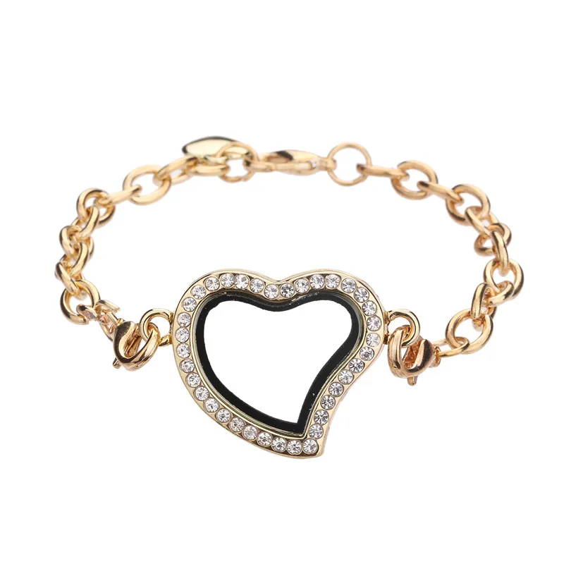 

5PCS Irregular Heart Chain Rhinestone Living Memory Floating Locket Alloy Pendant Charms Jewelry Making Bracelet For Women Men