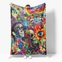 brilliant colorful skull 3d blanket beds printed flannel blanket sofa home decor party student outdoor travel throw blanket