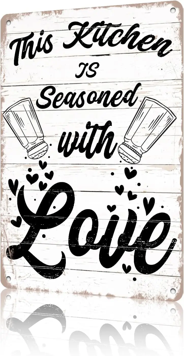 Ktchen Metl Tn Sgn Цитата Frmhouse Rustc s Sesoned с Love Wll rt Декор 12*8n