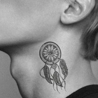 dreamcatcher temporary tattoo stickers black vatican feather fake tatto waterproof tatoo neck hand arm small size for women men