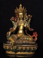 11 tibetan temple collection old bronze painted green tara bodhisattva lotus platform worship buddha town house exorcism