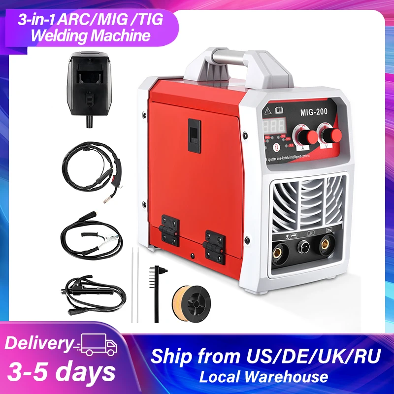 

3-in-1 Portable Welding Machine Digital ARC/MIG/TIG Welder IGBT MMA Gas Gasless Soldering Welding Iron Steel Stainless Steel