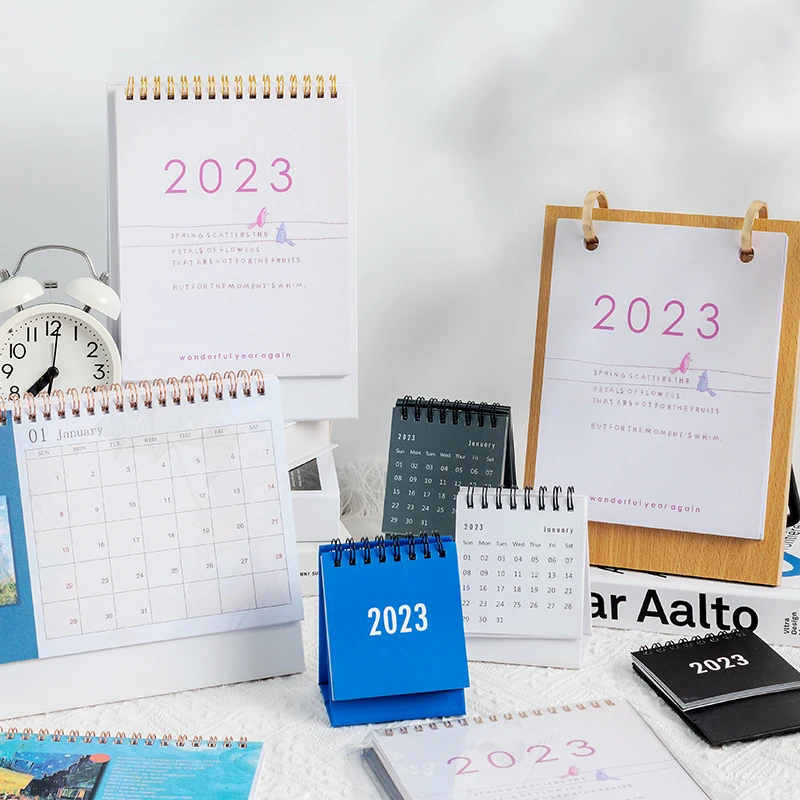 

2023 Calendar Delicate Simple Desk Refreshing Mini Desktop Note Coil Calendar Book Office School Supplies