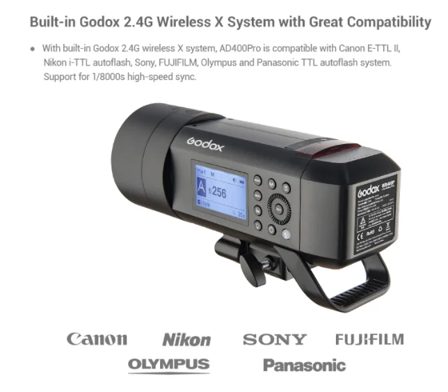Godox AD400Pro наружная вспышка AD400 Pro 400ws TTL батарея моно светильник
