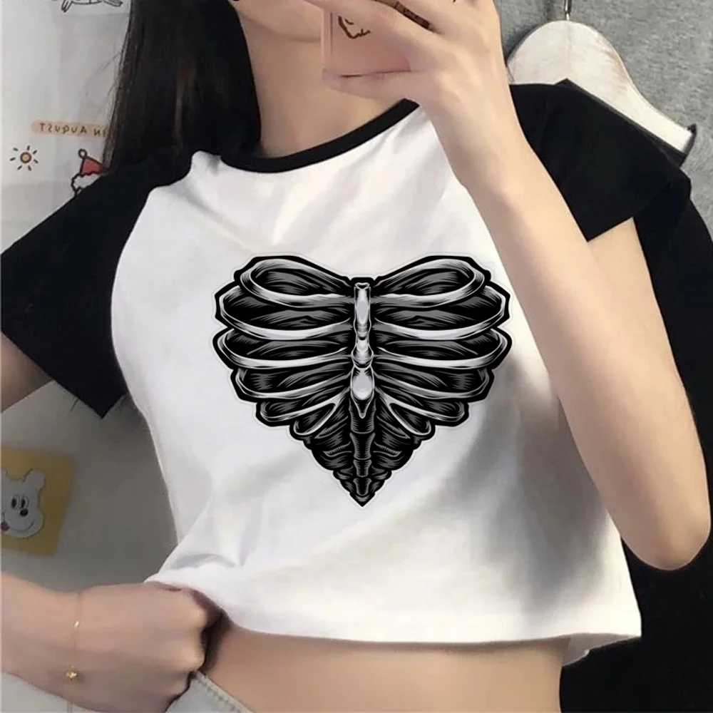 

Fashion Y2K Skeleton yk2 aesthetic fairy grunge crop top girl fairycore graphic goth hippie clothes