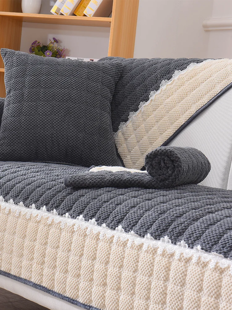 

Plaid Sofa Covers Towel Solid Color Soft Couch Cover Slipcover Seat For Living Room Bay window Pad L-shaped Sofa Decor