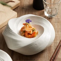 9 inch white ceramic western food pasta plate creative flower tableware irregular fruit dessert snack plate kitchen accessories
