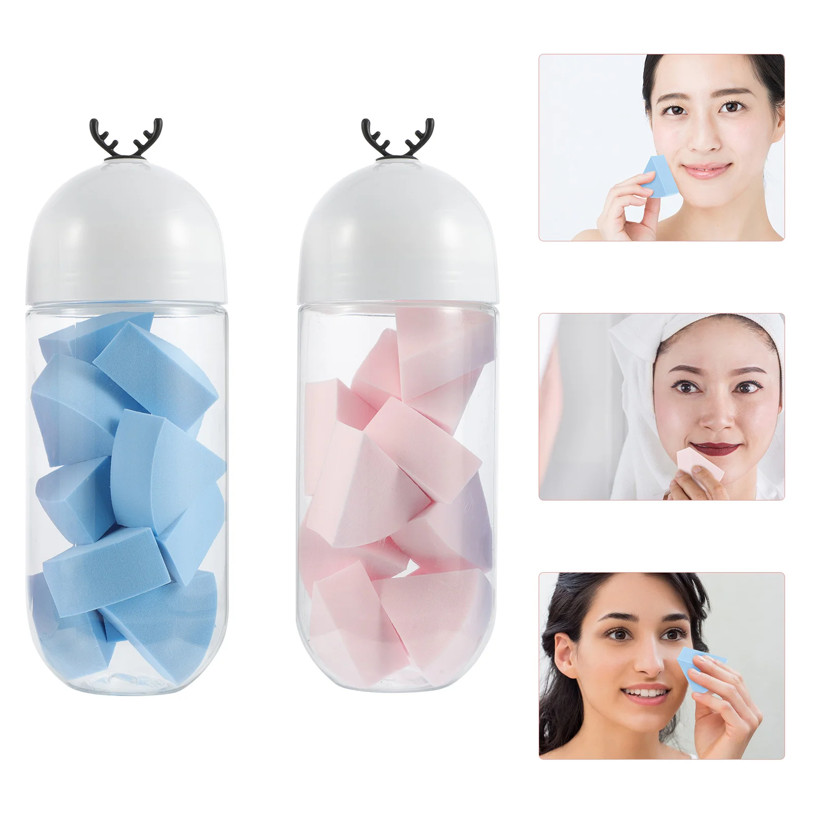 

Блендер с губкой для макияжа, 2 бутылки, Аппликаторы в форме веера, спонж для пудры, 12 шт. в одной бутылке, синий