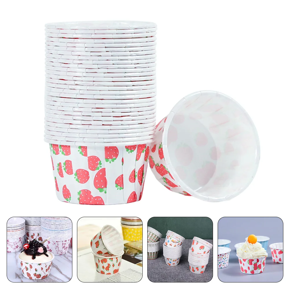

100 Pcs Sundae Paper Cups Cupcake Baking Wedding Accessories Muffin Liners Mini Gifts
