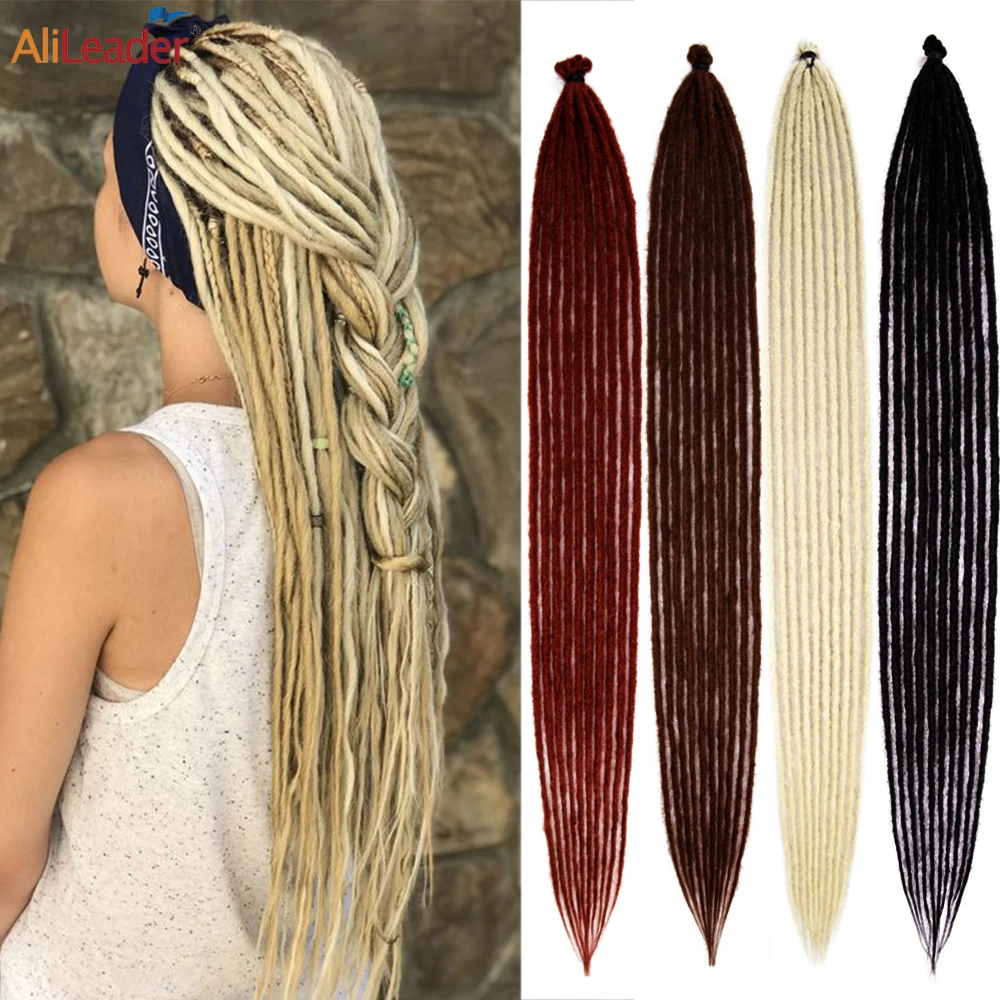 36" Long Handmade Dreadlocs Braiding Hair Extensions Synthetic Soft Reggae Hair Braids Blonde Bug Black Faux Locs Crochet Braid