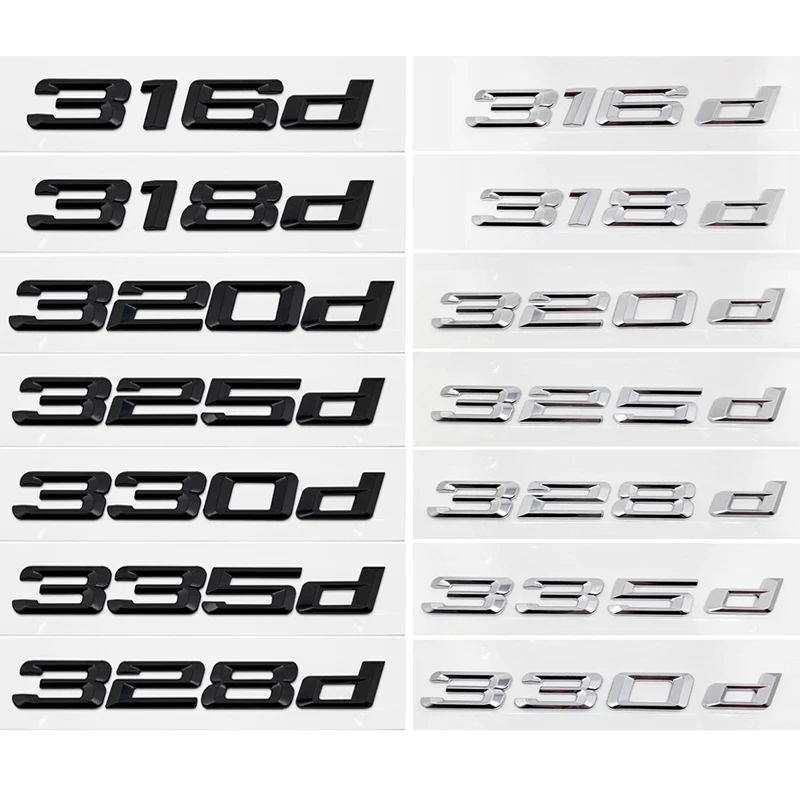 

3D хромированные Автомобильные буквы, эмблема заднего багажника, значок, наклейка для BMW E90 E46 F30 F31 E36 316d 318d 325d 328d 330d 320d, аксессуары с логотипом