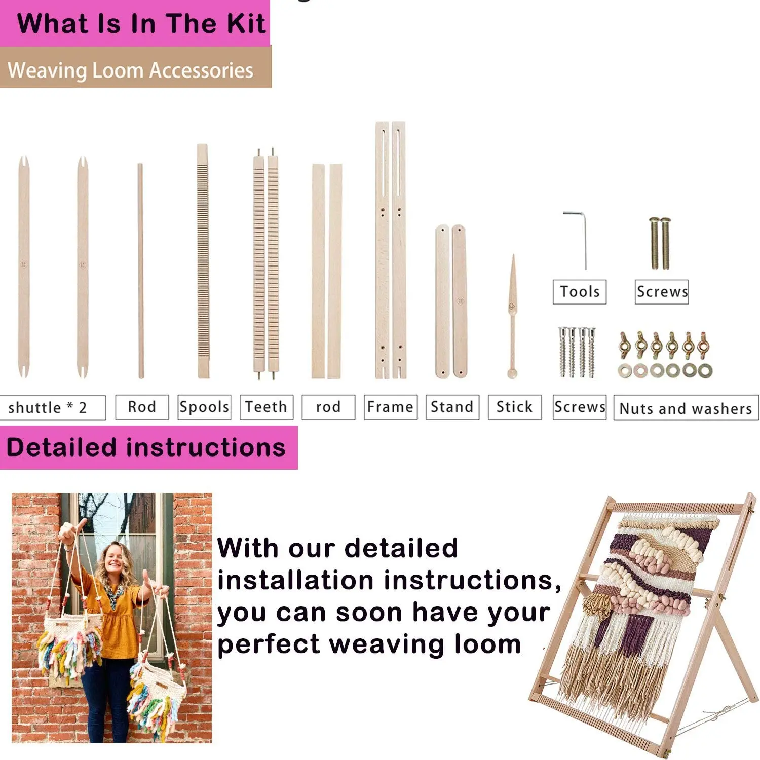 Ткацкий станок с подставкой деревянный многократный ткацкий Искусство и ремесла