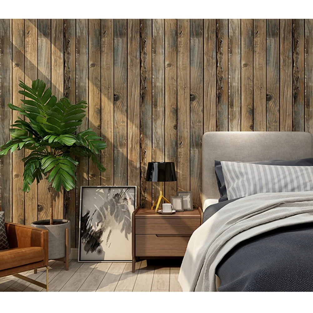 

Simulation Wood Grain Sticker Background Wallpaper Self-Adhesive Removable Cabinet Stickers Emulation Pvc Smooth 3D Grate Liner